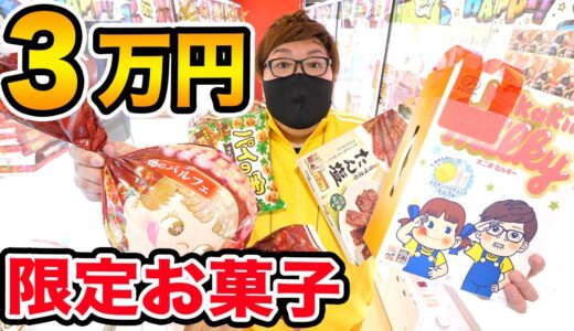 【限定景品?!】クレーンゲーム３万円でお菓子取り放題したら一体何個取れるのか?!