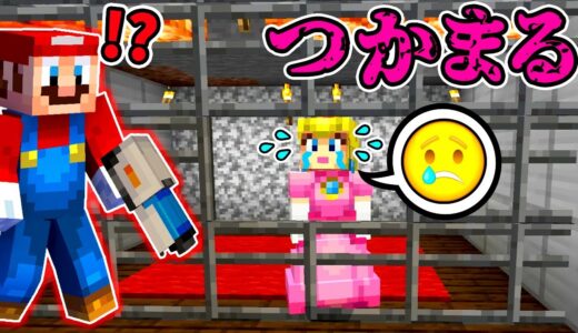 【ゲーム遊び】ピーチ姫が牢屋につかまる！ マリオが助けにいくマインクラフト【アナケナ&ママケナ】Minecraft