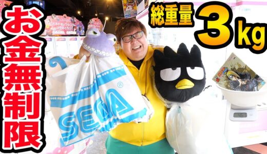 【お金無制限】クレーンゲームで総重量3kg取れるまで帰れません！に挑戦したら過酷すぎてヤバかったwww