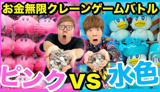 【お金無限】クレーンゲームでピンクのモノvs水色のモノどちらが多く取れるのか兄弟対決！【ヒカキン vs セイキン】